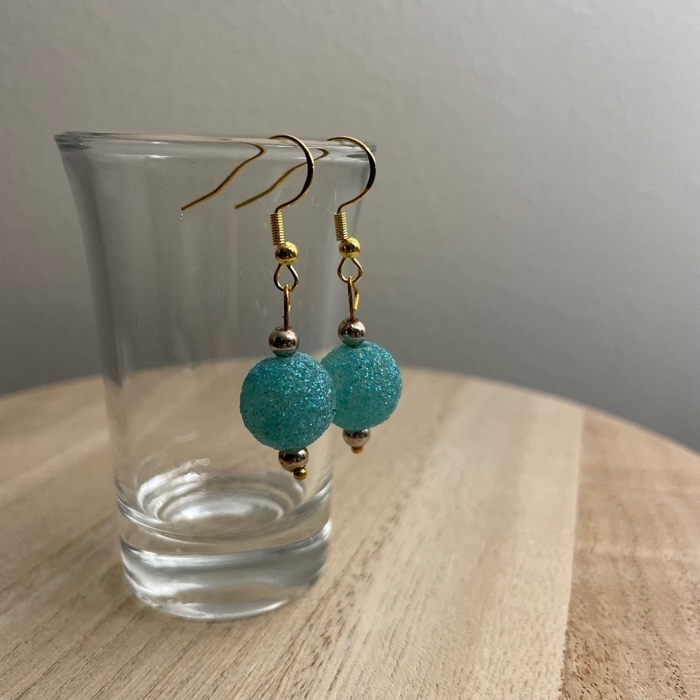 Sparkle Aqua Beaded Earrings